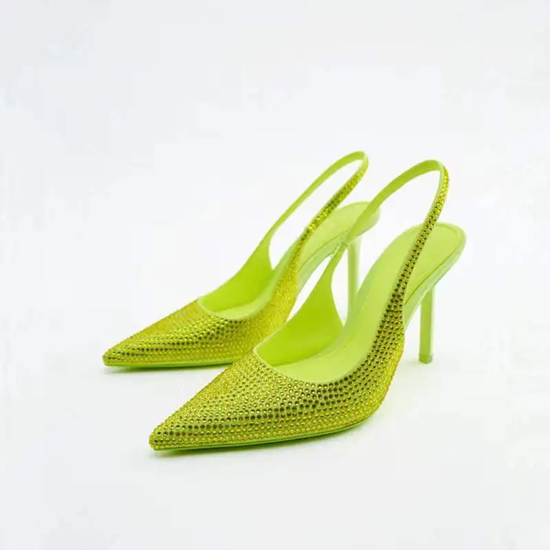 Shoes For Women 2022 Sandals ZARZ Luxury Brand Summer Fashion Transparentes Rhinestones Pointed Heeled Slippers Woman Sexy Pumps