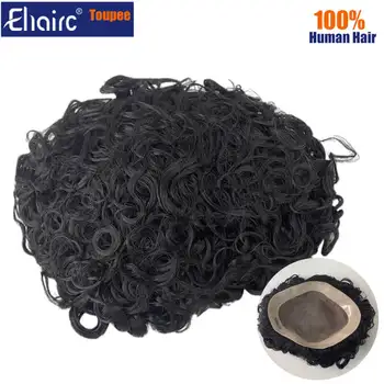 Protesi per capelli maschili Parrucca da uomo riccia Parrucchino traspirante per uomo Parrucche mono per uomo Parrucche da uomo naturali durevoli al 100% per capelli umani
