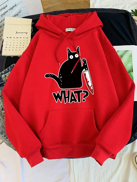 Sweat capuche petit chat noir et couteau sweat avec sweats capuche femmes grande taille sweat