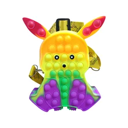 Pop It – sac à bandoulière Pokemon Pikachu pour enfants, jouet à pression sensorielle Anti Stress 