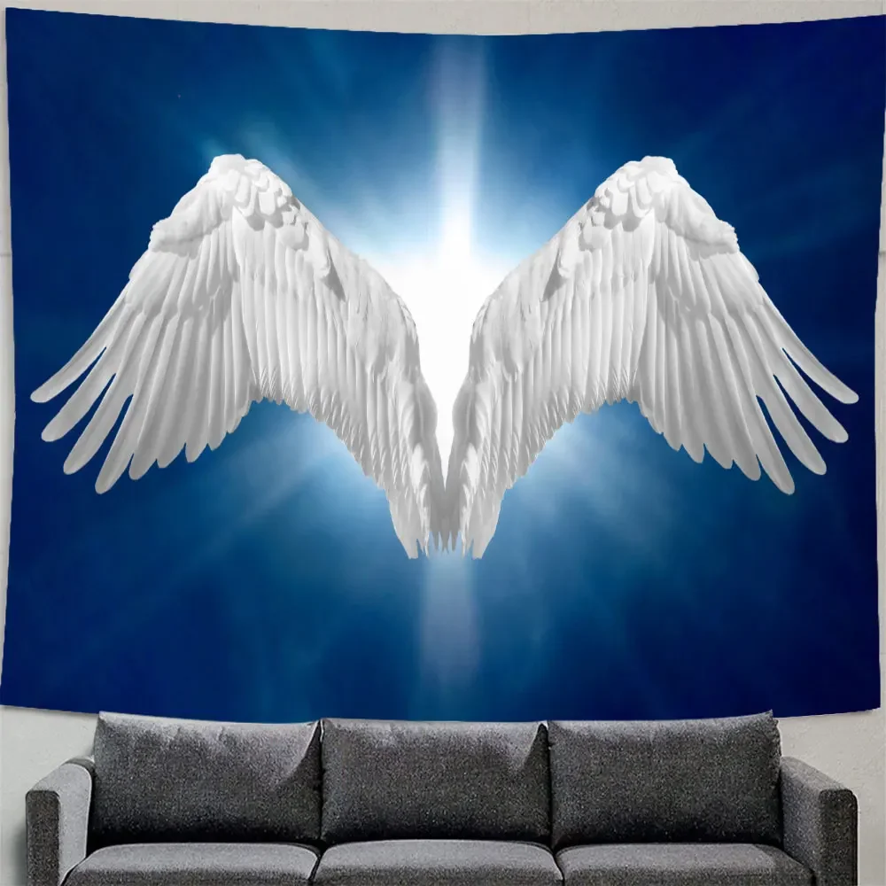 Large Angel Wings Tapestry Hippie Psychedelic Feather Occult Background Art Wall Hanging Carpet Home Decoration Table Cloth