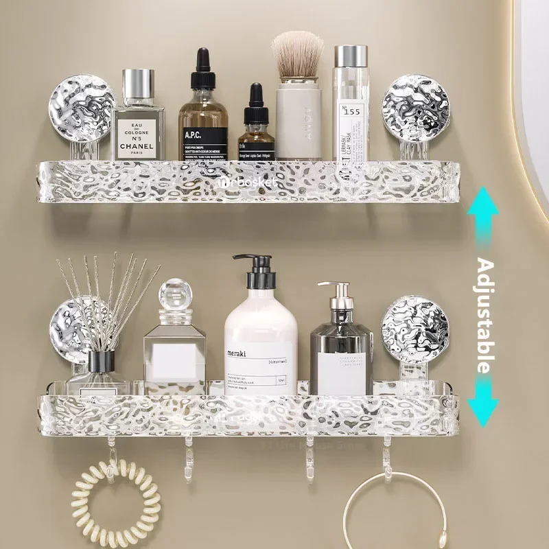Light Luxury Bathroom Shelf Suction Cup Shampoo Shower Rack Punch-Free Storage Organizer Holder Bathroom Accessories 2