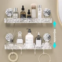 Light Luxury Bathroom Shelf Suction Cup Shampoo Shower Rack Punch-Free Storage Organizer Holder Bathroom Accessories 2