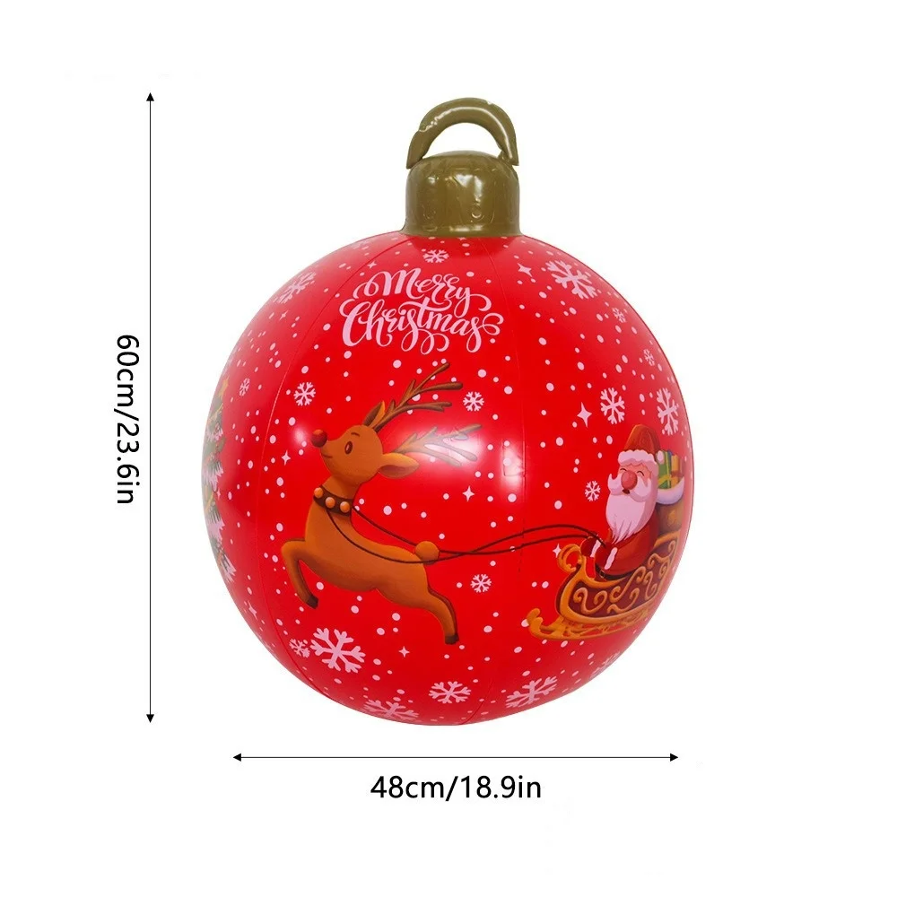 thumbnail image 1 of Bola navideña inflable de PVC de 24 pulgadas, bola grande decorada para exteriores, adornos navideños de Año Nuevo, bolas de decoración navideña, 1 of 5