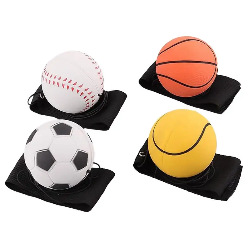 Wrist Return Ball Portable High Elasticity Tear-Resistant Football Shape Bouncy Ball Wristband Toy Indoor Supply