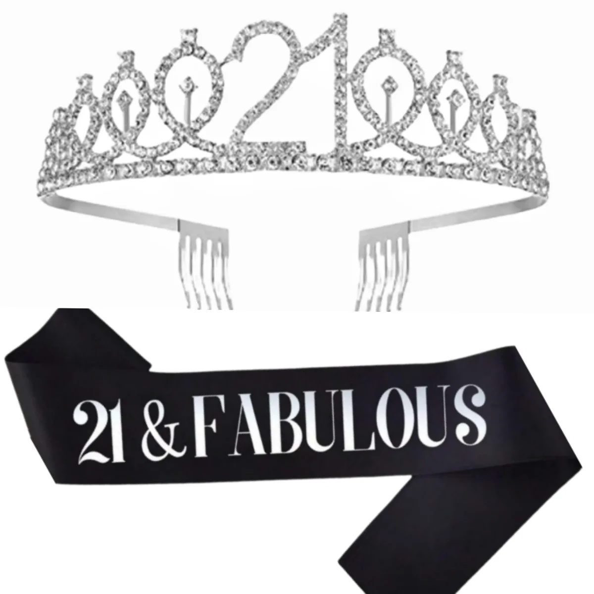 Geburtstags-Tiara Krone Schärpe für Frauen und Mädchen zum 18., 21., 30., 40., 50., 60., 70. Geburtstag, Fabelhafte Partydekoration und Geschenke – Detail 5