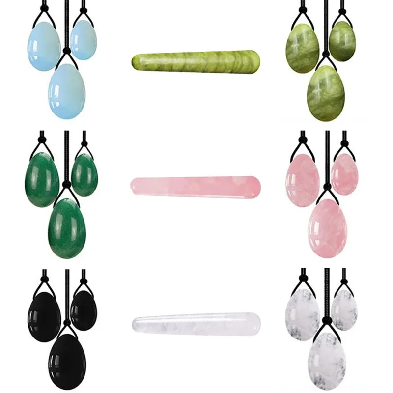 

Natural Jade Stone Yoni Egg Set Massage Vaginal Balls Women Muscle Kegel Exercise Yoni Wand Drilled Tightening Egg Jade Massager