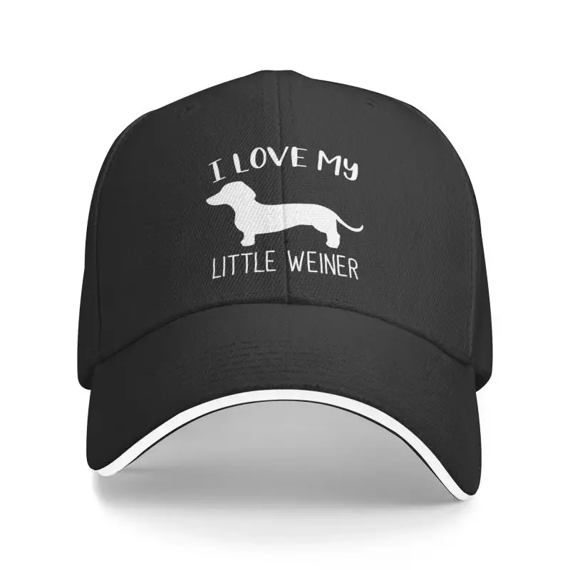 

Fashion I Love My Little Weiner Baseball Cap for Women Men Adjustable Dachshund Dog Dad Hat Sun Protection