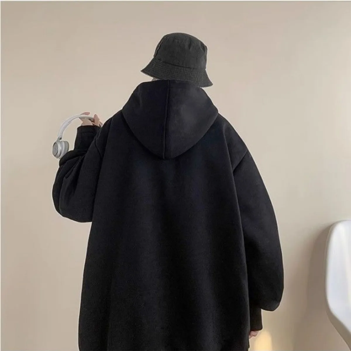Spring and Autumn New American Retro Simple Solid Color Design Sense High Collar Sweater Trendy Brand Small Weight Hooded Hoodie