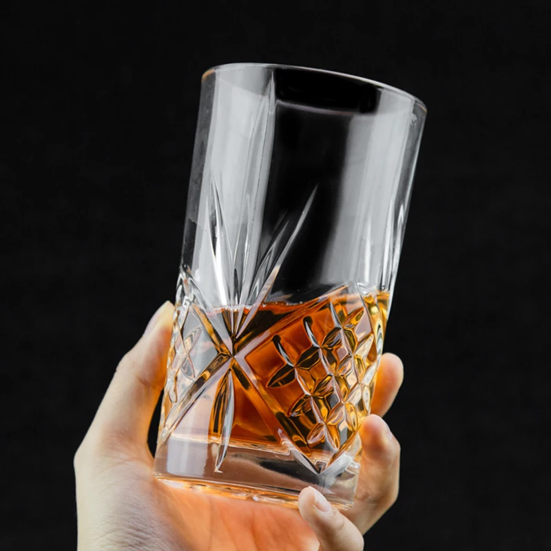 330ml/350ml Glasses Tumblers Coffee Cups Diamond Flower Carving Glassware for Cocktail Scotch Bourbon Voldka Brandy Glass Cups