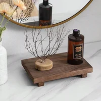 1/2pc Retro Wooden Bathroom Tray Vanity Hands Soap Scented Candle Storage Holder Kitchen Seasoning Tray For Bath Home Decoration 1