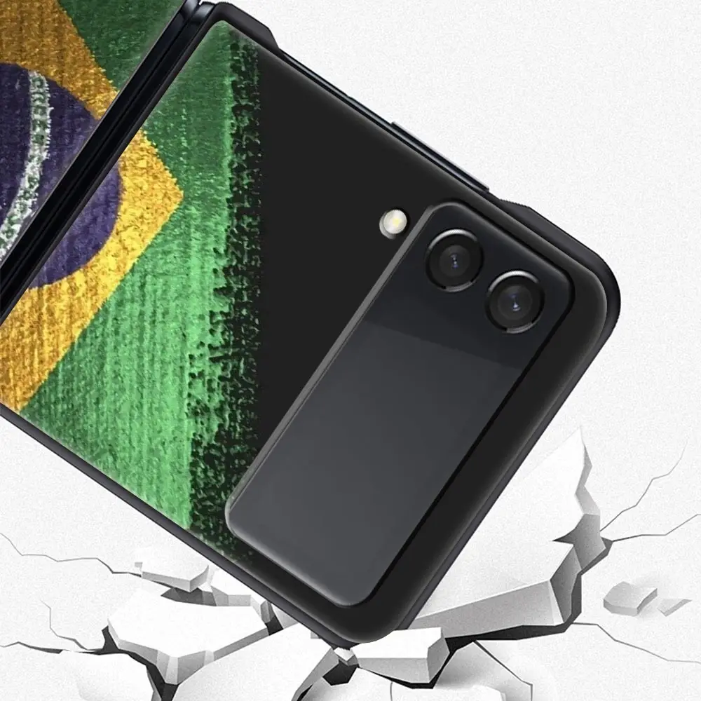 Brazil Flag Themed Black Folding Phone Case - Durable Hard Shell Cover