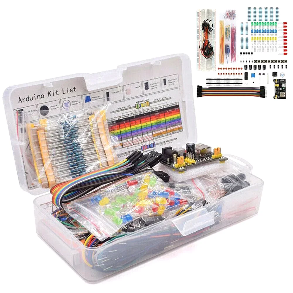 Comprehensive 830-Piece DIY Electronic Starter Kit with Breadboard
