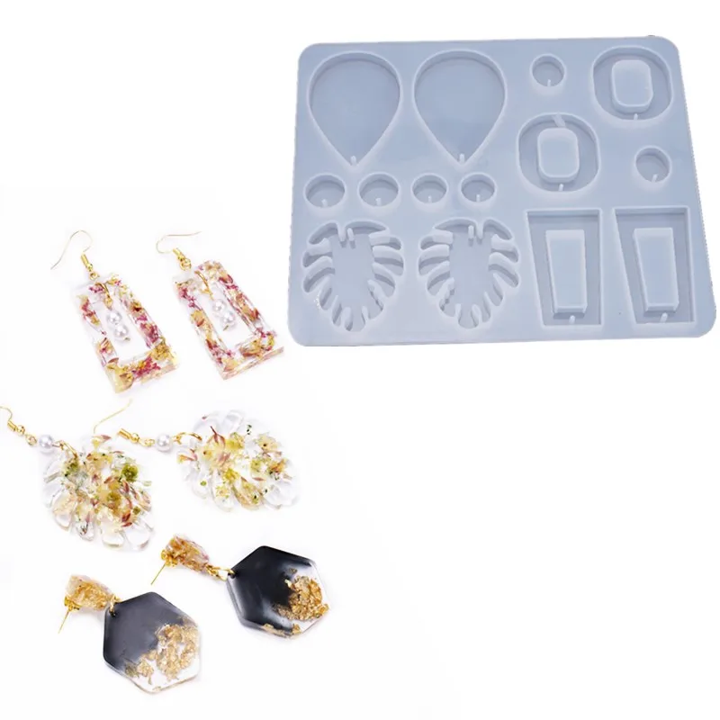 Moldes De Silicona Para Joyería De Resina – 2 Piezas – Formas Colgantes Con Agujeros – DIY Pendientes, Llaveros
