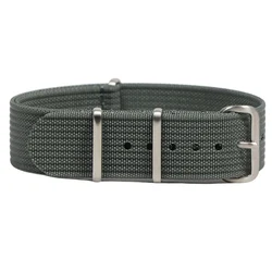 Rugged Retro Ribbed Nylon Military Watch Strap - 22mm (Grey)