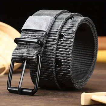 1pc Mens Durable Nylon Canvas Belt - Heavy-Duty Tactical Work Belt with Stylish Quick-Release Prong Buckle for Everyday Wear 1