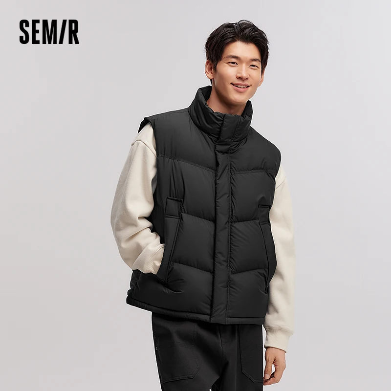 Semir Men Down Vest 2025 Winter Loose Waterproof Couple Matching Solid Versatile Outerwear