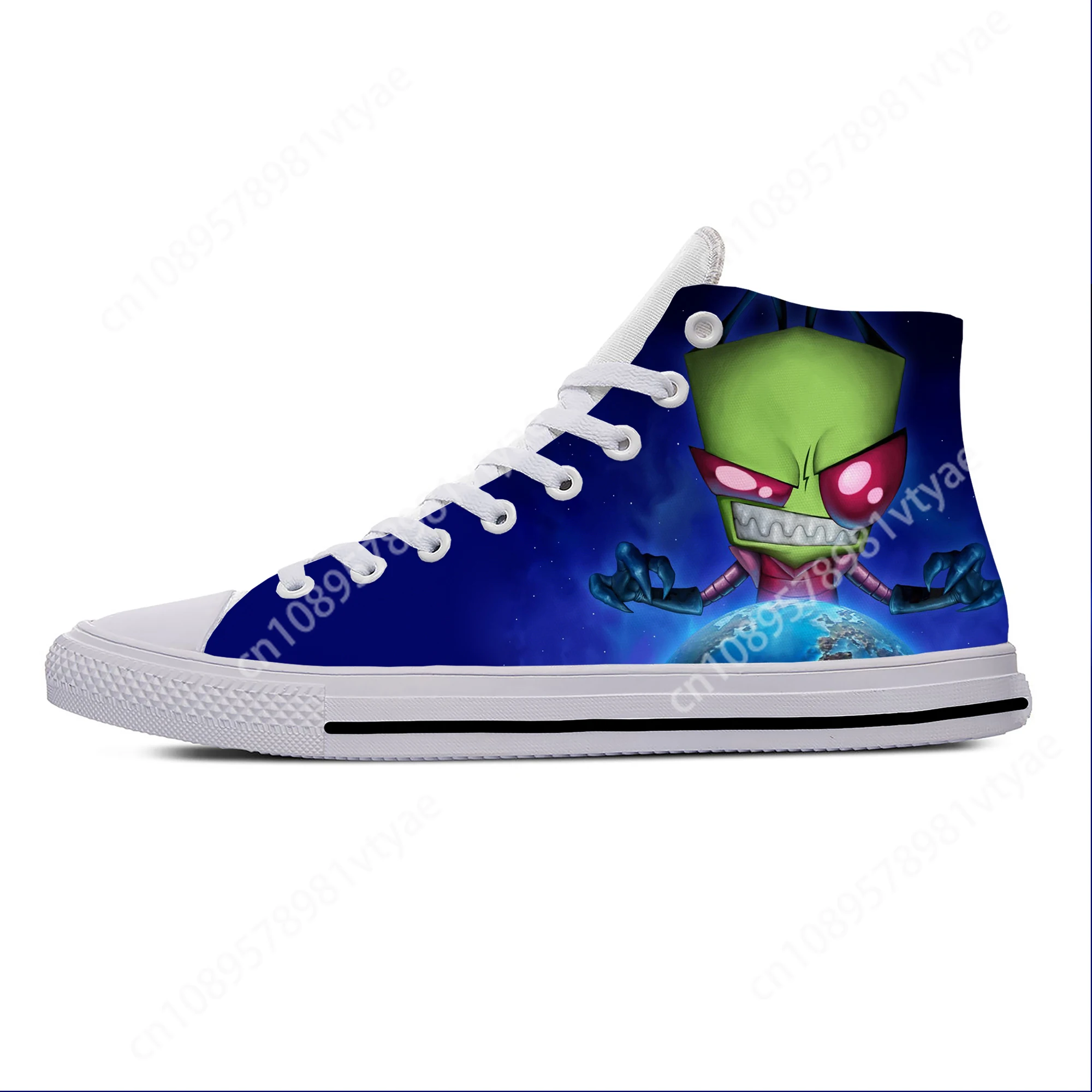 Hot Zim Anime Manga Cartoon Funny Fashion Invader Casual Cloth Shoes High Top Lightweight Breathable Custom Men Women Sneakers 3
