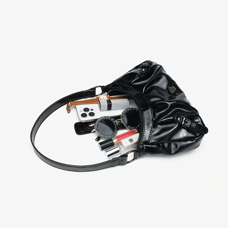 Y2K Retro Handbag Women's Bag, Stylish Fold Leather Shoulder Armpit Bag, Chic Retro Handbags Purse, Temperament Woman Tote Bag