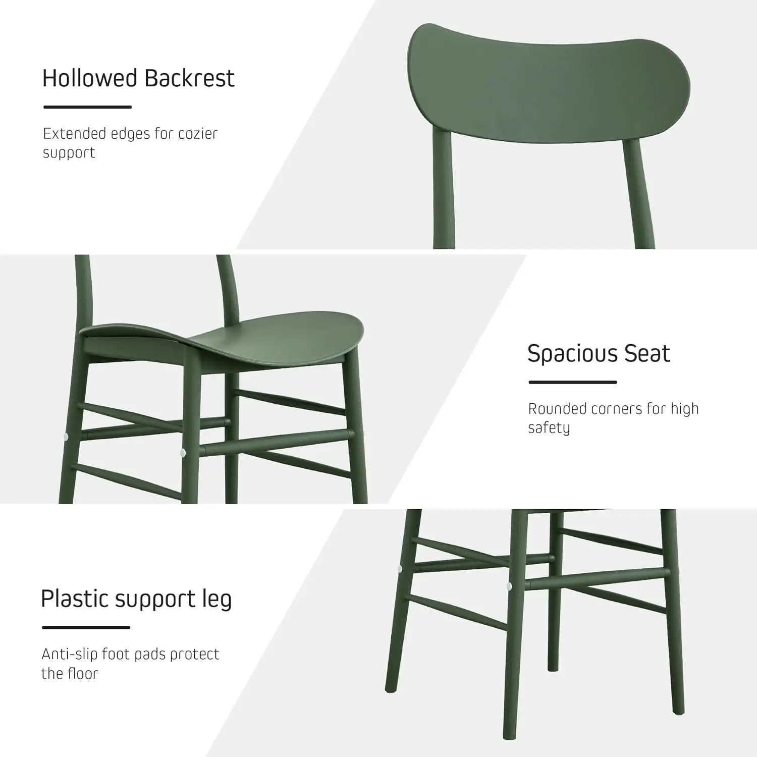 Modern Stackable Dining Chair Set,Quick Assembly,Plastic Chair,Patio Chair,Suitable for Indoor and Outdoor Cafes