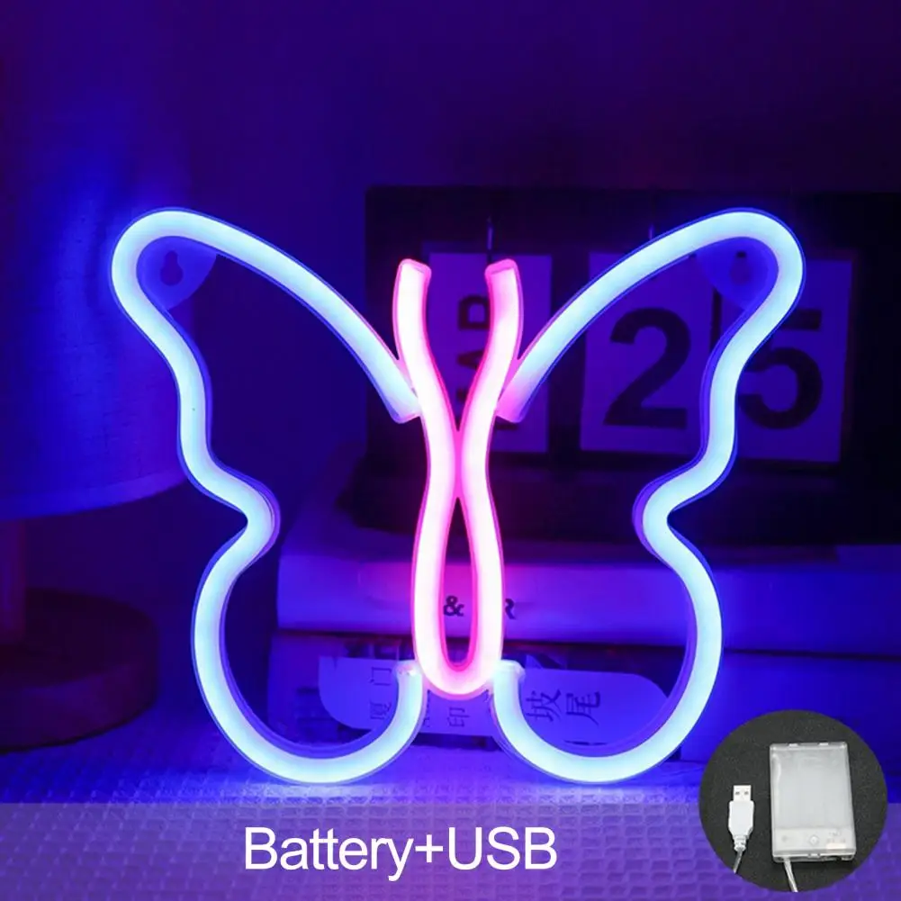 

Party Led Light Butterfly Neon Lamp Butterfly Neon Sign Lamp Flicker-free Led Wall Art Decoration Usb/battery Operated 3 Years