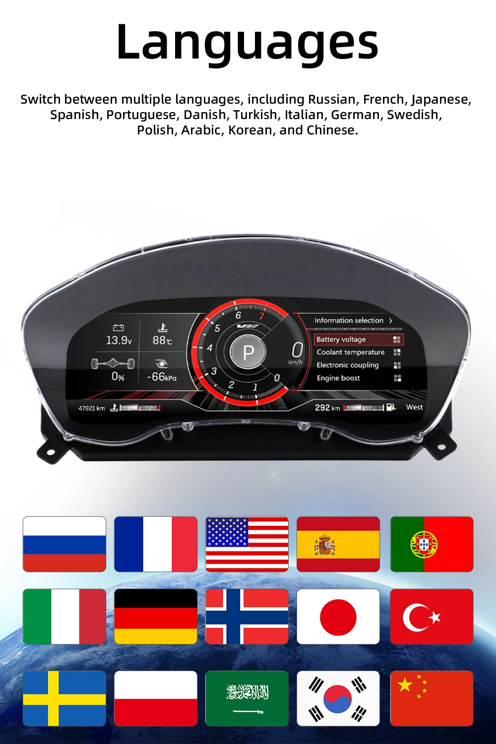 Digital Instrument Cluster For Cadillac XTS/CTS 2014-2019 Virtual Cockpit Speedo