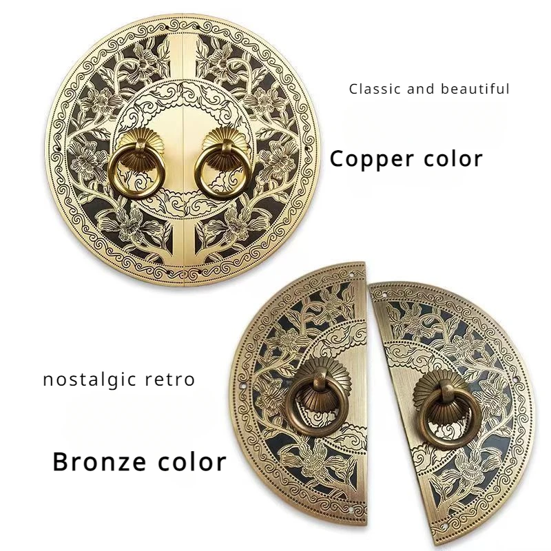 chines antique copper cabinet handle botao gravado 03