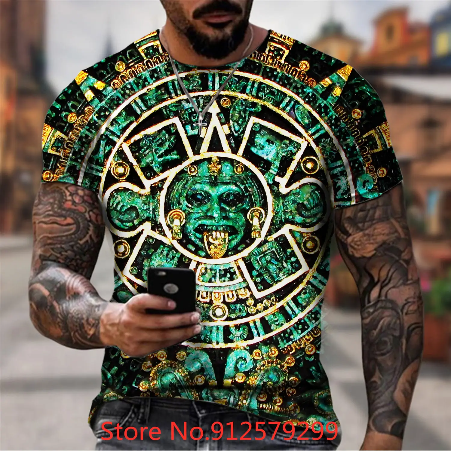 2022 Novelty Men's T-Shirt Casual Mexico Aztec Calendar 3D Printed T Shirts  for Men Short Sleeve Tee - AliExpress