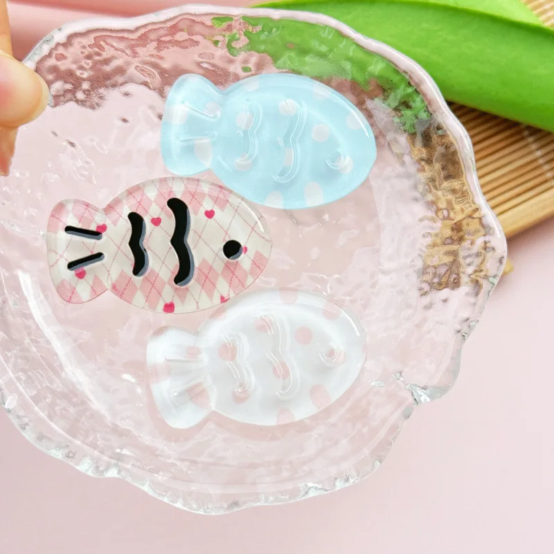 10개 젤리 투명 물방울 무늬 물고기 DIY 아크릴 액세서리 폰 케이스 참 장식 레진 플랫 백 카보숑 스크랩북