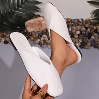 Fashion Slip on Mules Big Size 43 Flat Slippers 2024 Summer Women Flat Casual Outdoor Square Toe Shoes Ladies Slippers - Image 2