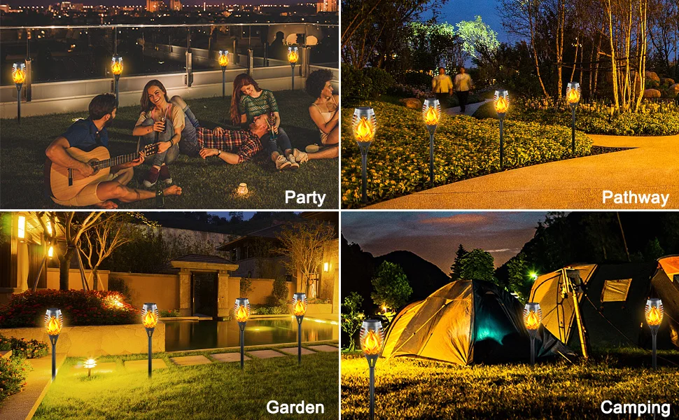 Description Picture 6 of item1/2/4/8/12PACK Solar Powered 12LED Torch Light for Outdoor Courtyard and Garden Decoration Landscape Light Plug-in Lawn Light