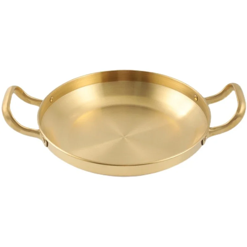 Stainless steel Spanish seafood cooker Korean fried chicken plate Golden Army hotpot Thickened double ear flat bottom dry pan