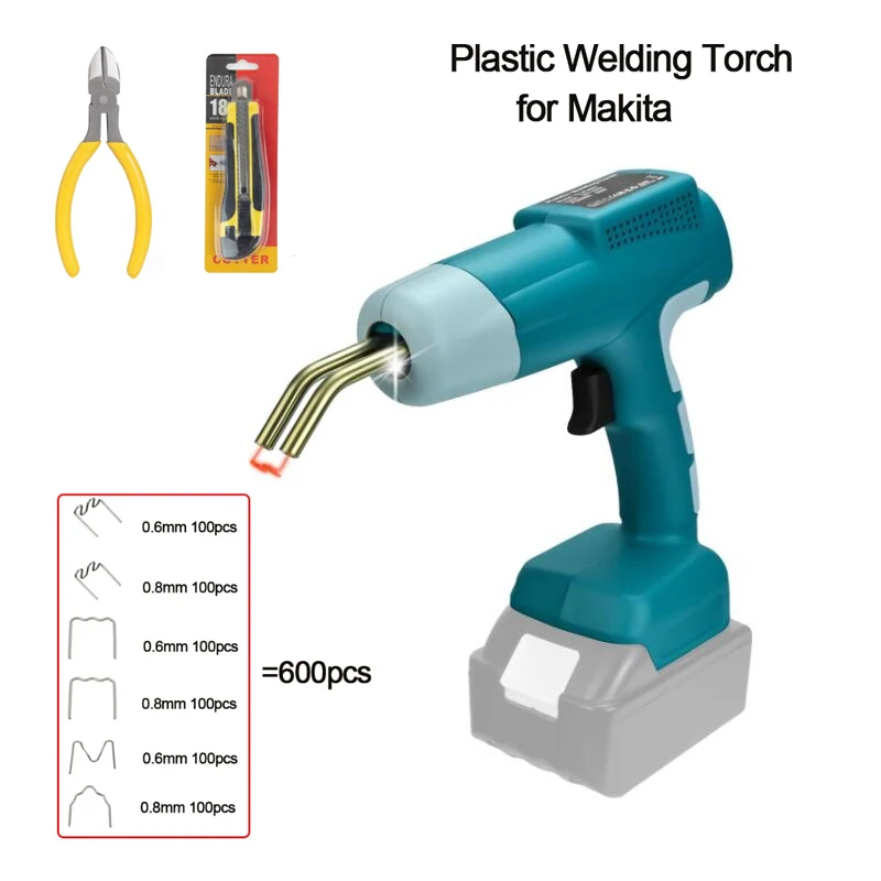 Plastic Welding Torch 80W for Makita with 600 Nails Led Light 20V Max Welding Nail Gun Powerful Electric Tool 1000pcs hot staples for car bumper bodywork s wave plastic stapler 0 6 0 8mm welding gun nails auto repair tools