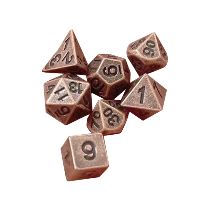Mini Polyhedral Dices Set Vintage Multi-Sided Metal Dices Portable Decoration