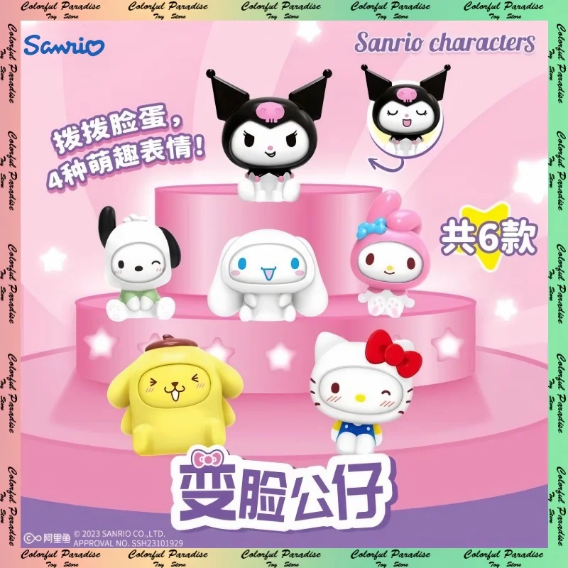 

Sanrio Kawaii Change Face Figure Blind Box Cinnamoroll Pochacco My Melody Hello Kitty Kuromi Collectible Toy Kid Birthday Gifts