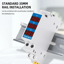 Compact Din Rail Voltage Meter with LED Digital Display, AC 80 - 500V Three - Phase Indicator (Three Phase)