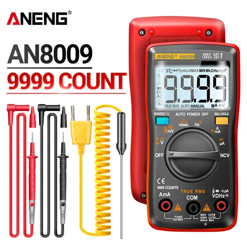 ANENG AN8008/AN8009 Mini Digital Multimeter Rm 409b Double Fuse Auto-range Medidor EléctricoTrue-RMS Transistor Capacitor Teste image 1