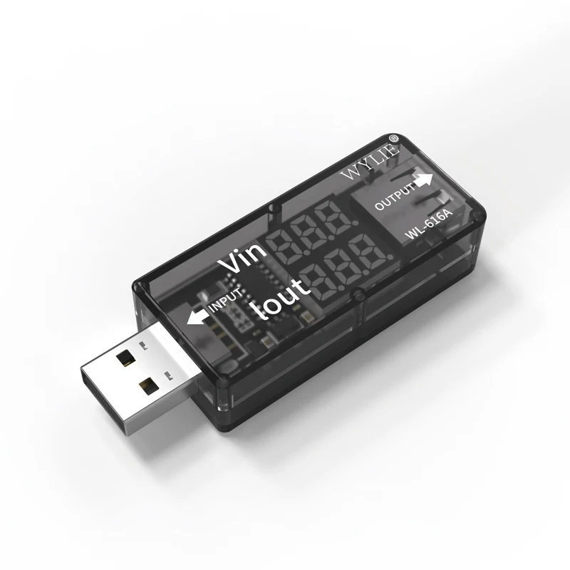 WYLIE WL-616A 미니 휴대용 USB 테스터, 휴대폰 디지털 디스플레이 충전 전압 및 전류 USB 충전 감지 도구