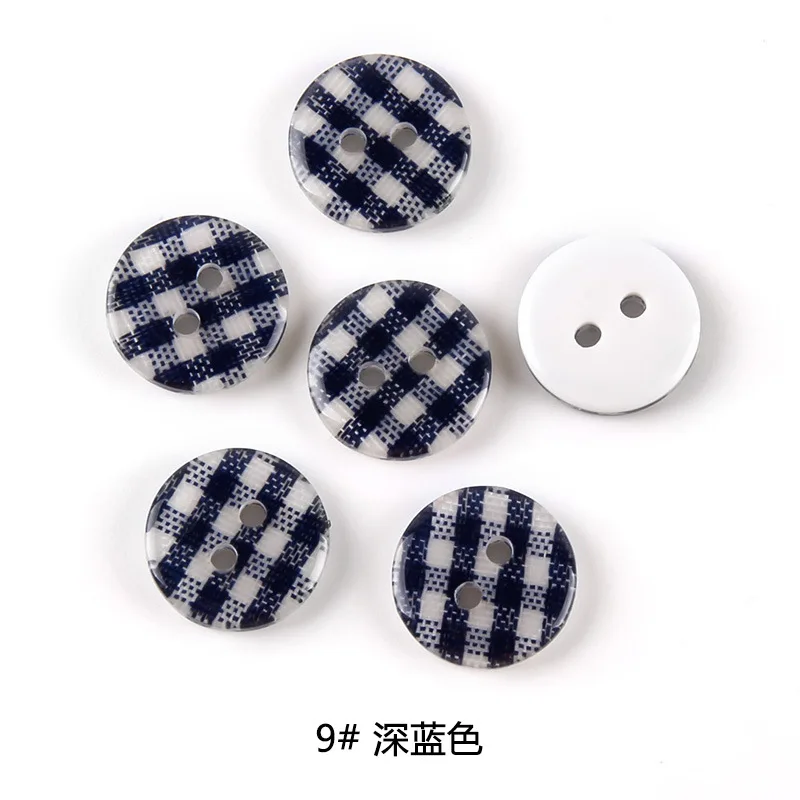 Round Plaid Stripe Resin Sewing Buttons for Kids' Clothes and DIY Crafts - 100 pcs