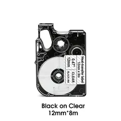 Compact Mini Portable Printer for Satin Ribbon & Fabric Labeling with Self - Adhesive Sticker Tape (Black on Clear)