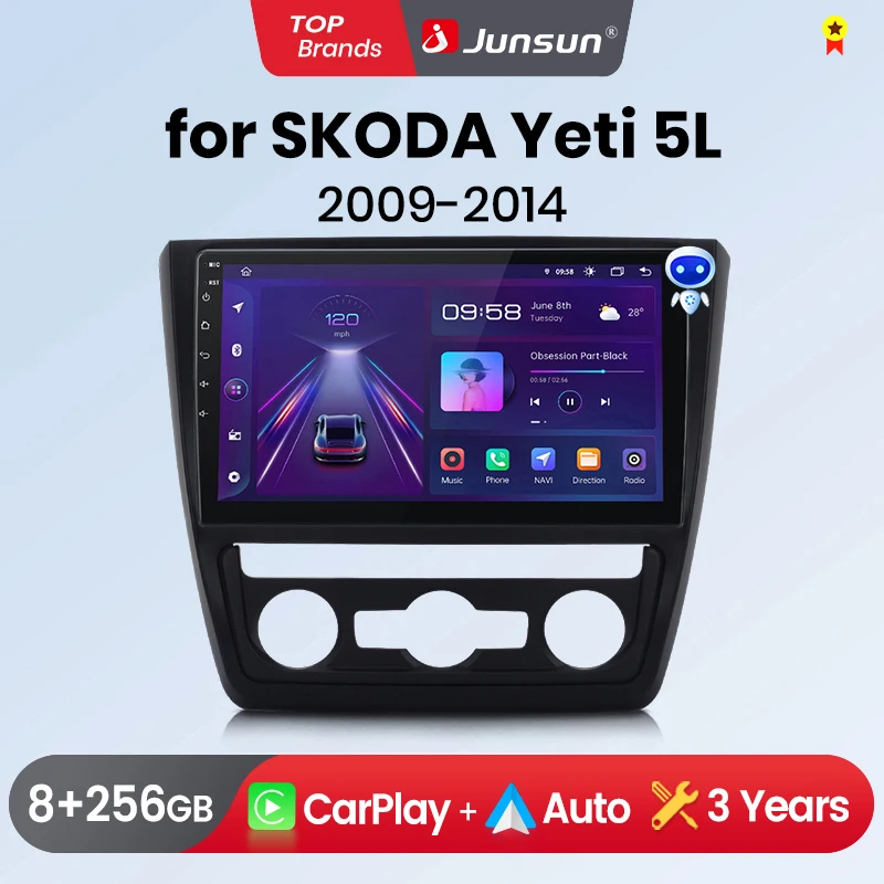 Junsun carplay android auto radio für skoda yeti 5l 2010-2015 2009 kamera auto intelligente systeme rds bt dsp 2 din autoradio