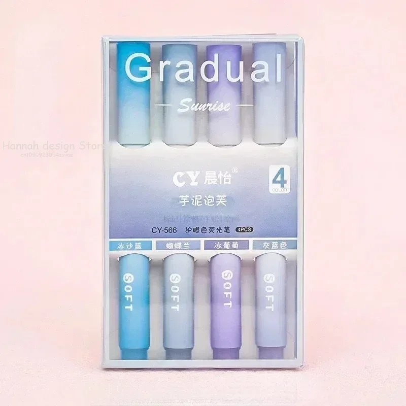 Color Gradient Highlighter Pens Kawaii Stationery Students Marker Pen Drawing Tool Cute School Office Supplies highlighter pen marker pen highlighter marker 4pcs/set