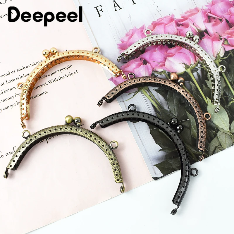 2/5/10Pcs Deepeel 10.5cm New Embossed Bead Metal Bag Handle Women Purse Frame Handbag Kiss Clasp DIY Sewing Brackets Accessories 5 10pcs deepeel 85mm silver bag handles sewing brackets 20mm color bead purse frame kiss clasp diy handmade handbag accessories