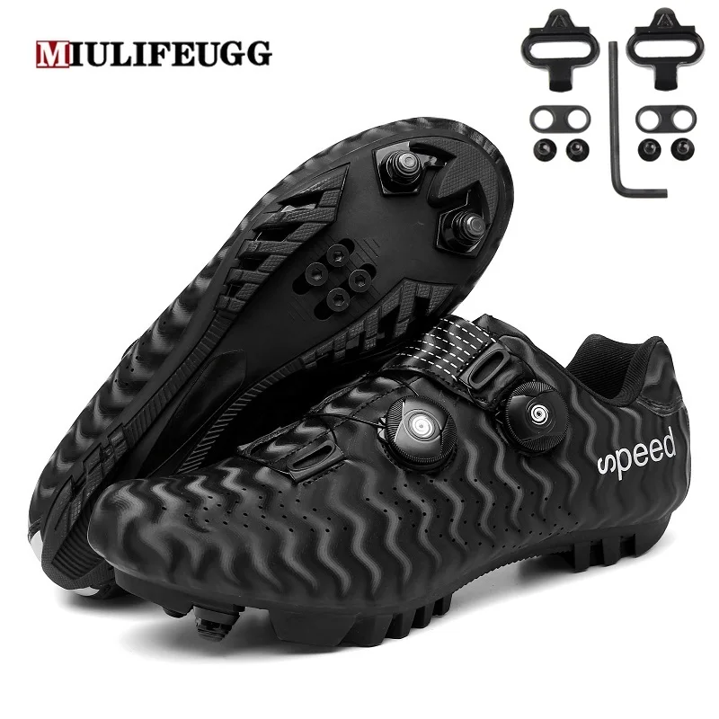 Speed Cycling Flat Shoes MTB with Clits Route Men Road Dirt Bike Sneakers Racing Women Bicycle Mountain Footwear Cleat Spd