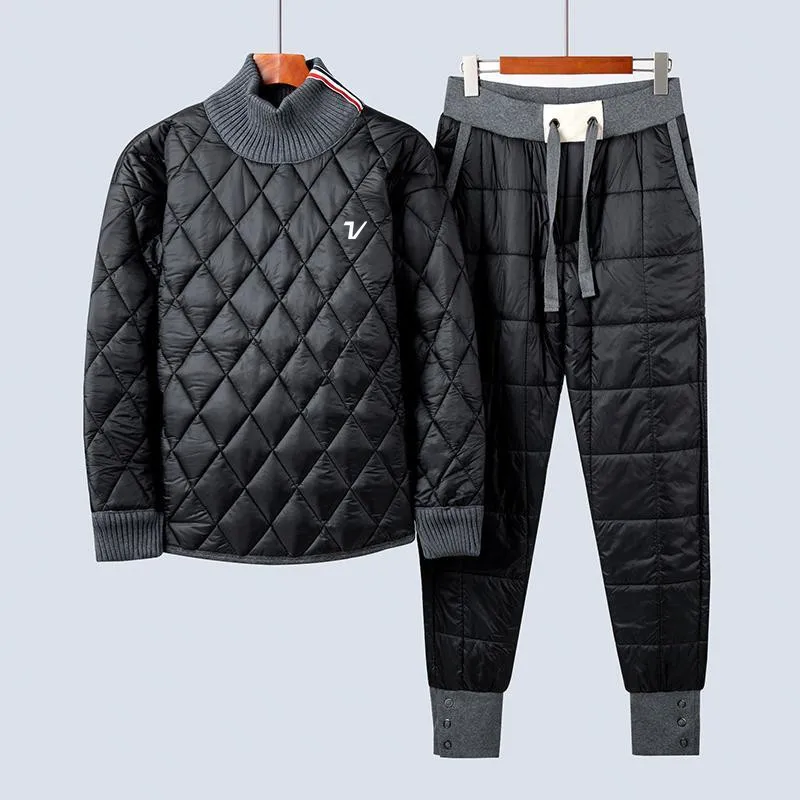골프자켓 Luxury Two Piece Set Men's Golf Wear Winter New Authentic Golf Suits Down Cotton Coat + Pants Men's Clothes