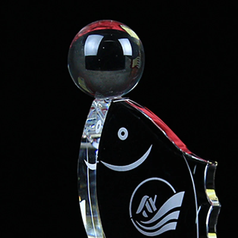 Customized Annual Fish Fishing Competition Crystal Trophy, Lettering High-end Souvenir, Home Decor Awards Fish Shape Trophy, 1Pc