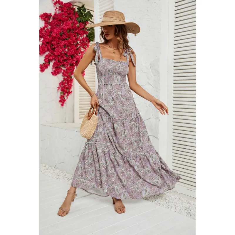 

Printed Fashion Multi-Layer Dress for Women Y2K Summer Casual Dress Style Sleeveless Elastic Bust Camsi Big Swing Dress