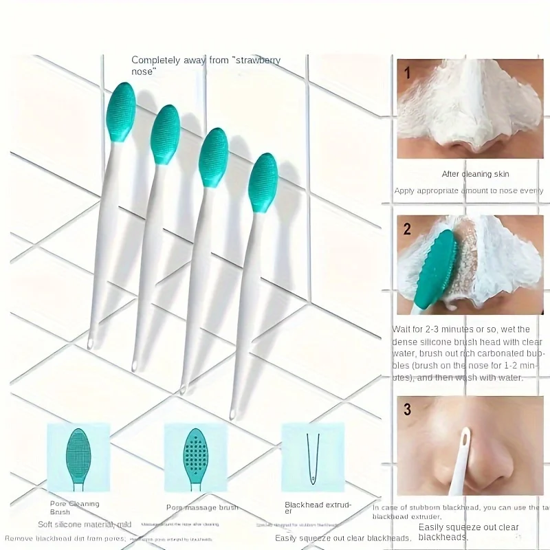 Silicone Facial Cleansing Brush | 2-in-1 Dual-Sided Exfoliating Scrubber | Formaldehyde-FreeFor Blackhead/Nose Cleaning