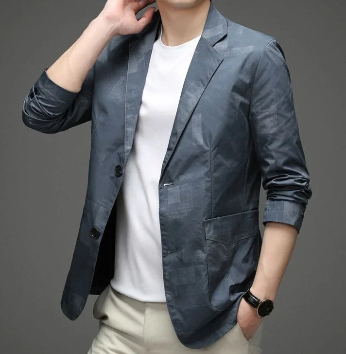 Description Picture 6 of itemBlack Jacket for Men Single Breasted Man Suits and Blazers Thin Slim Fit Coats Summer Luxury Designer Clothing Classic Simple