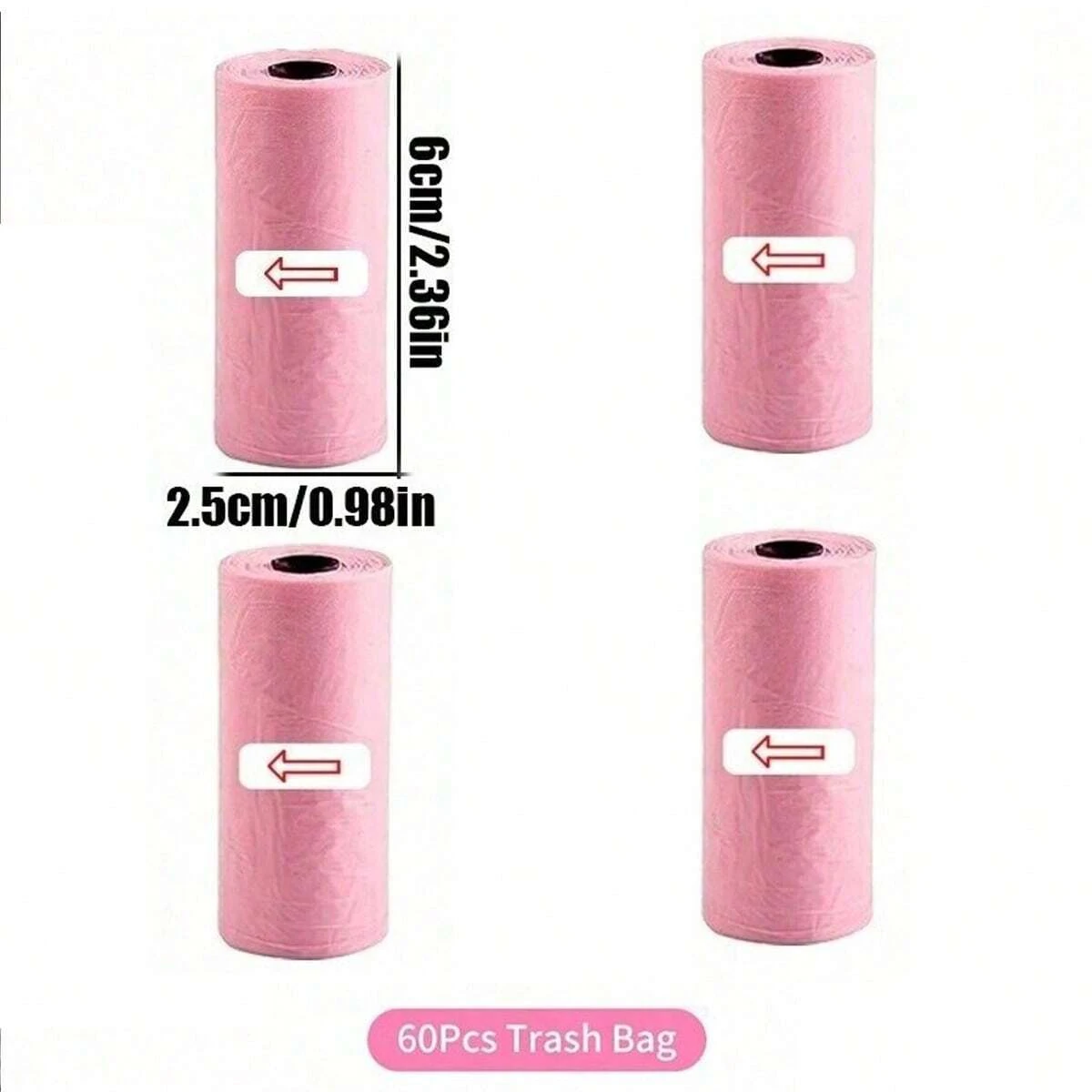 פח זבל לרכב עם מכסה - 4 גלילים של שקיות זבל, עמידות בנזילות, פח זבל תלוי נייד לארגון הרכב